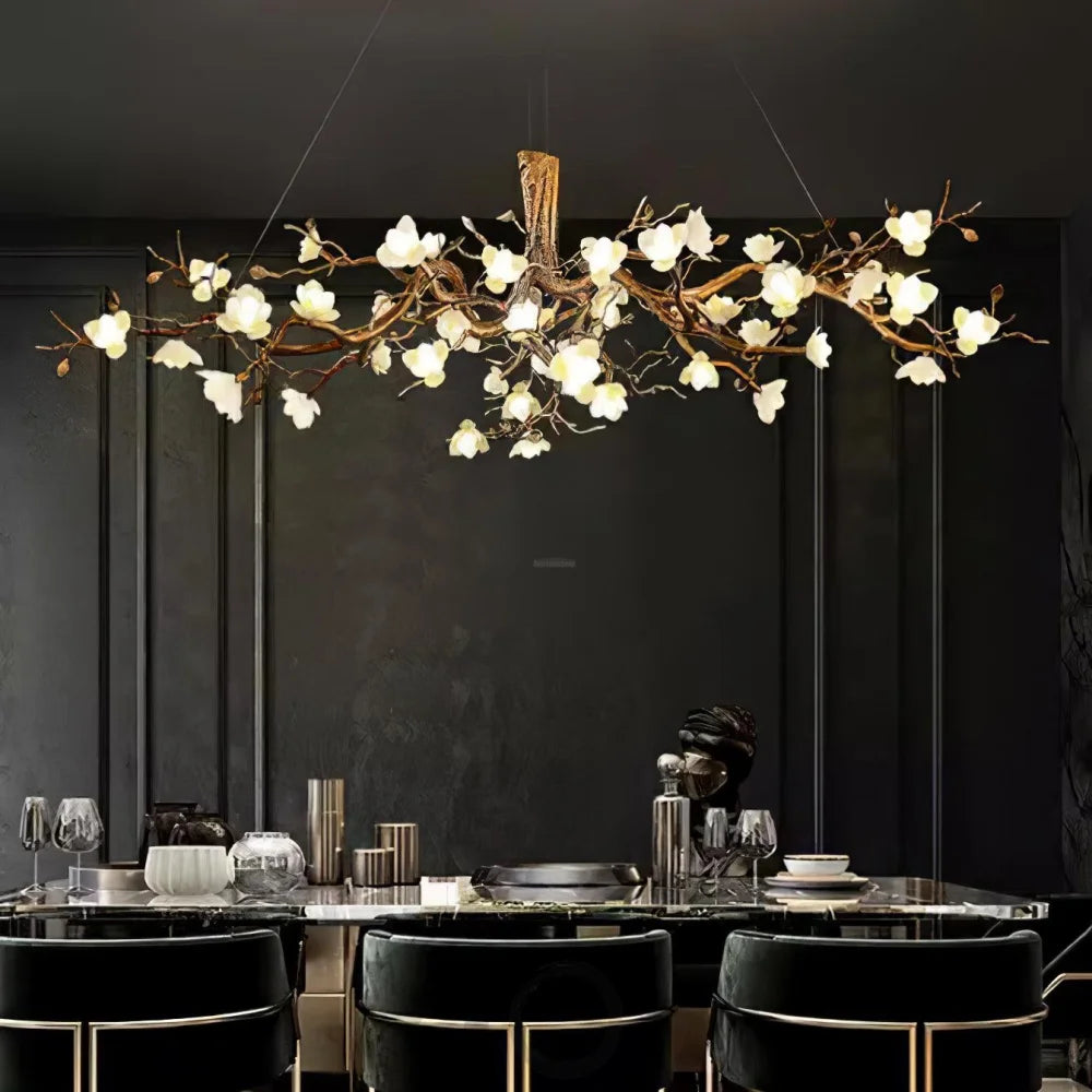 Flower Bloom Branch Type Brass Chandelier Chandelier