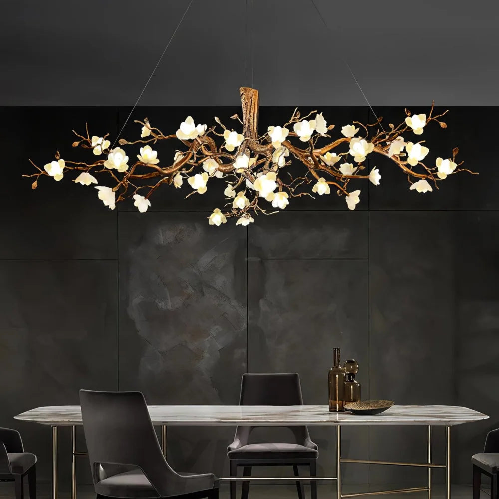 Flower Bloom Branch Type Brass Chandelier Chandelier