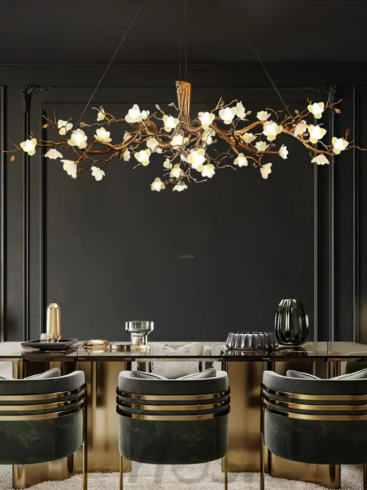 Flower Bloom Branch Type Brass Chandelier Chandelier