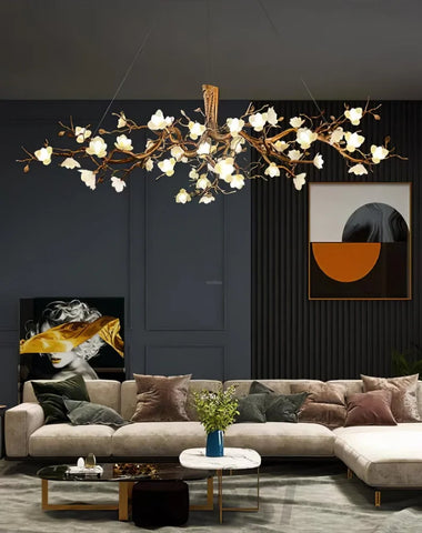 Flower Bloom Branch Type Brass Chandelier Chandelier