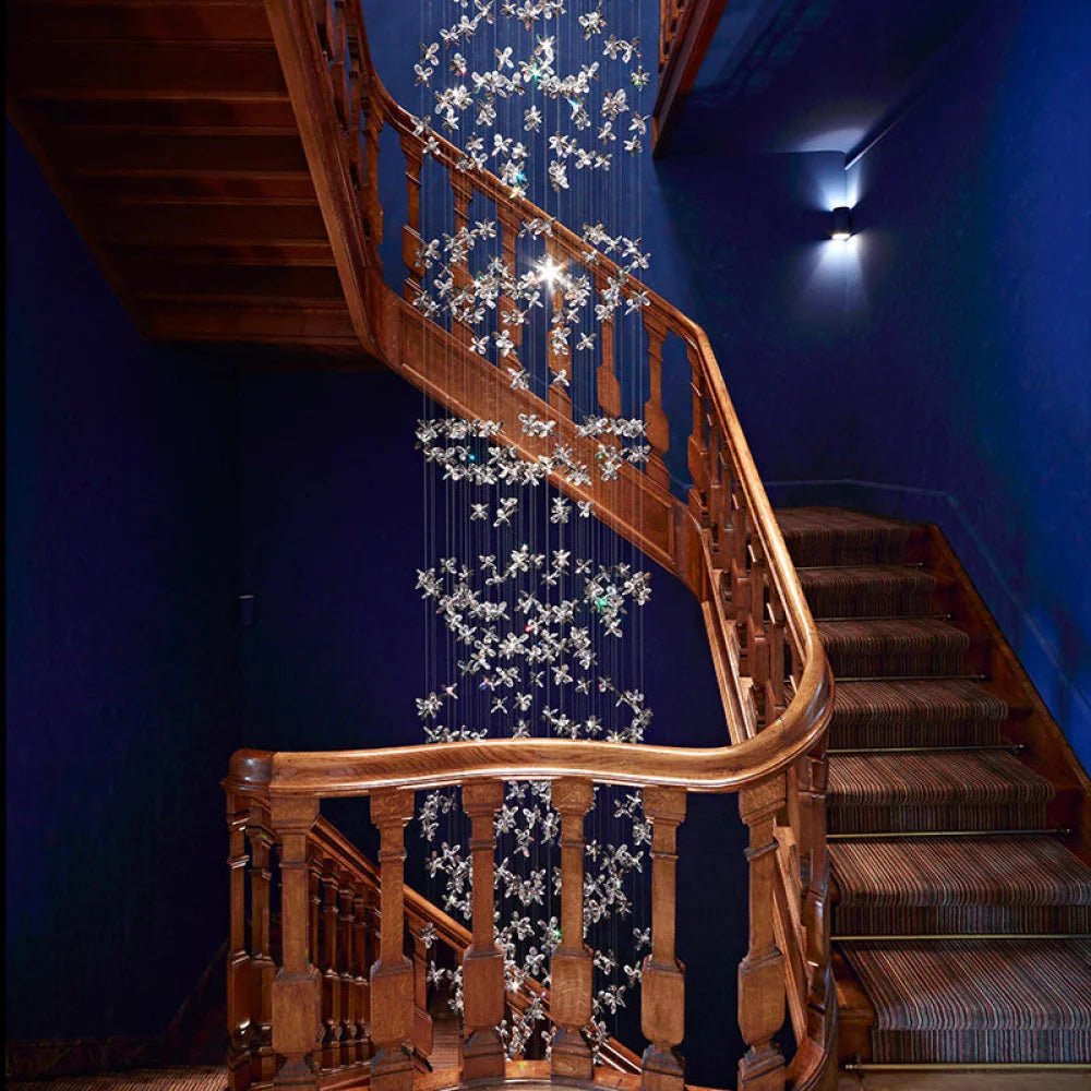 Flower Crystal Bespoke Staircase Chandelier Custom