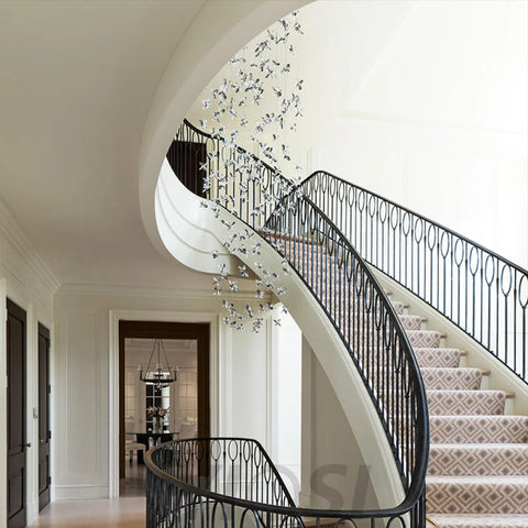 Flower Crystal Bespoke Staircase Chandelier Custom