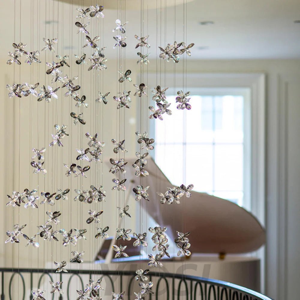 Flower Crystal Bespoke Staircase Chandelier Custom