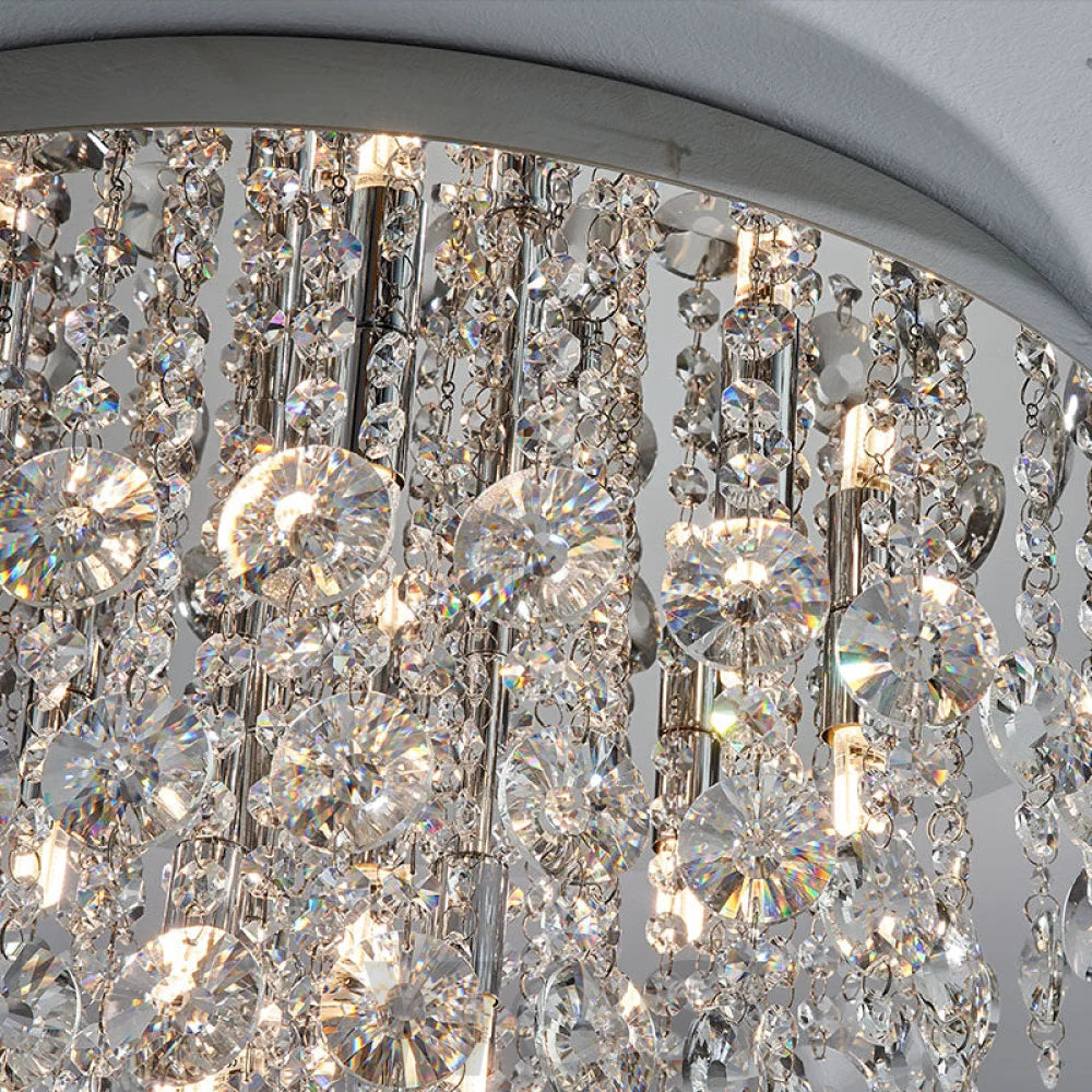 Flush Mount Ceiling Crystal Chandelier Lighting