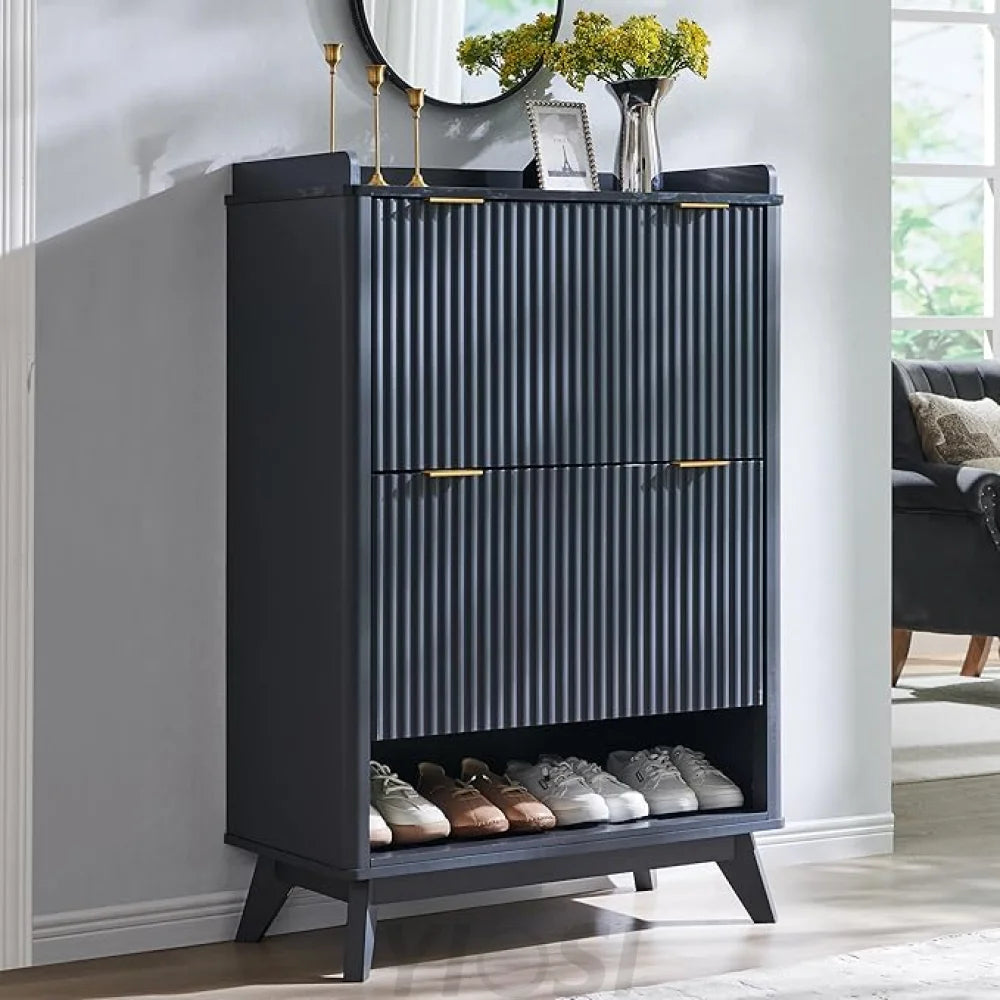 T4TREAM Fluted Shoe Storage Cabinet: Slim, Stylish Entryway Organizer