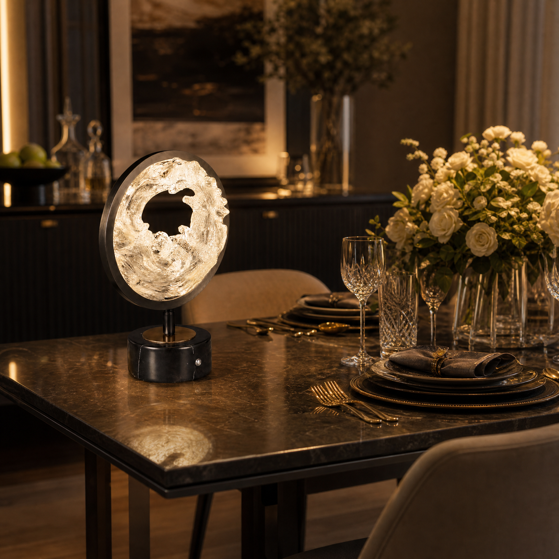 Fortune Cascade Modern Crystal Table Lamp