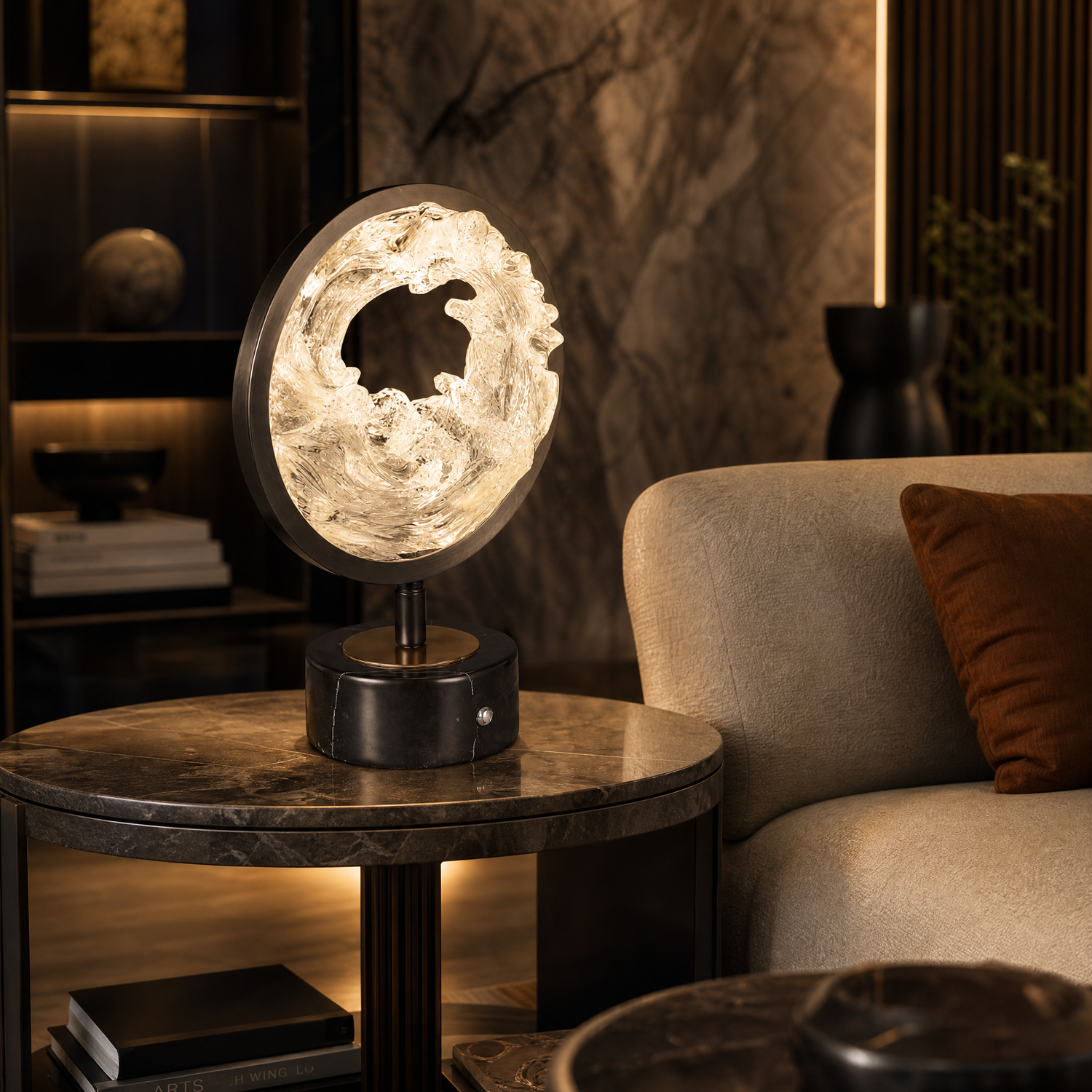 Fortune Cascade Modern Crystal Table Lamp - scene