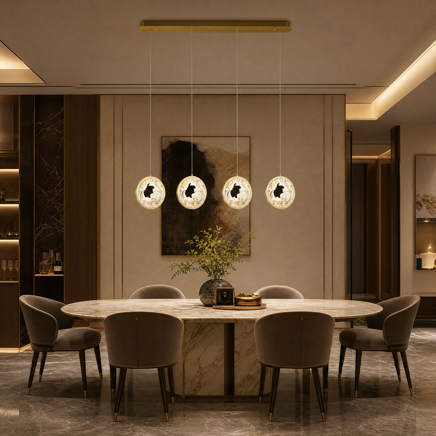 Fortune Cascade Modern Linear Dining Pendant Light - scene