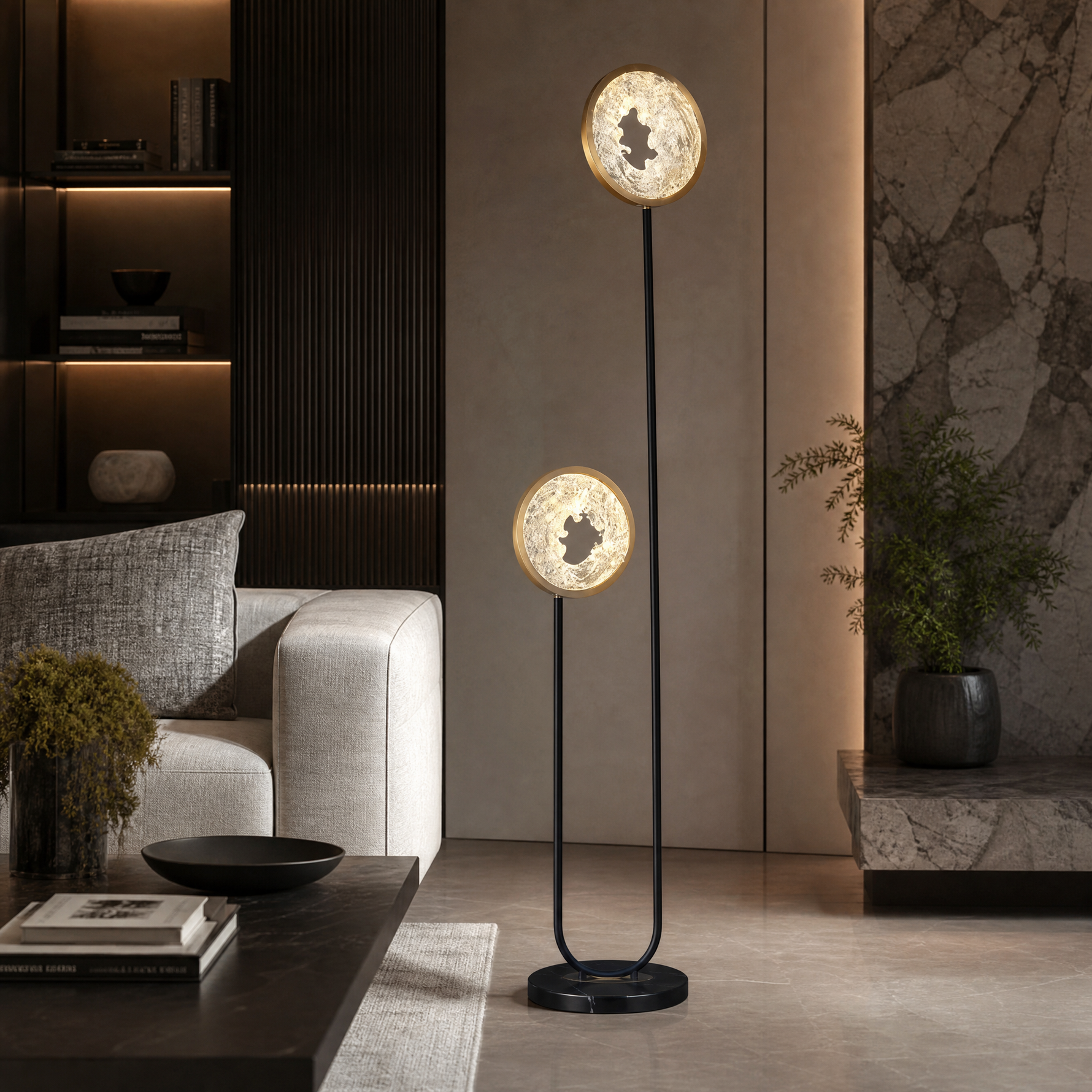 Fortune Cascade Modern Sculptural Floor Lamp - scene