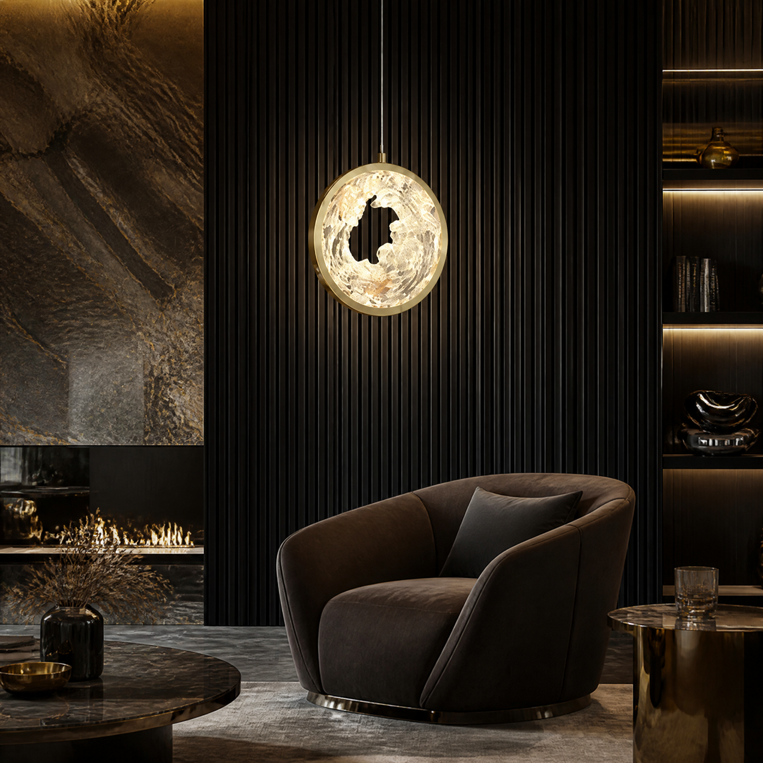 Fortune Cascade Modern Sculptural Pendant Light - scene