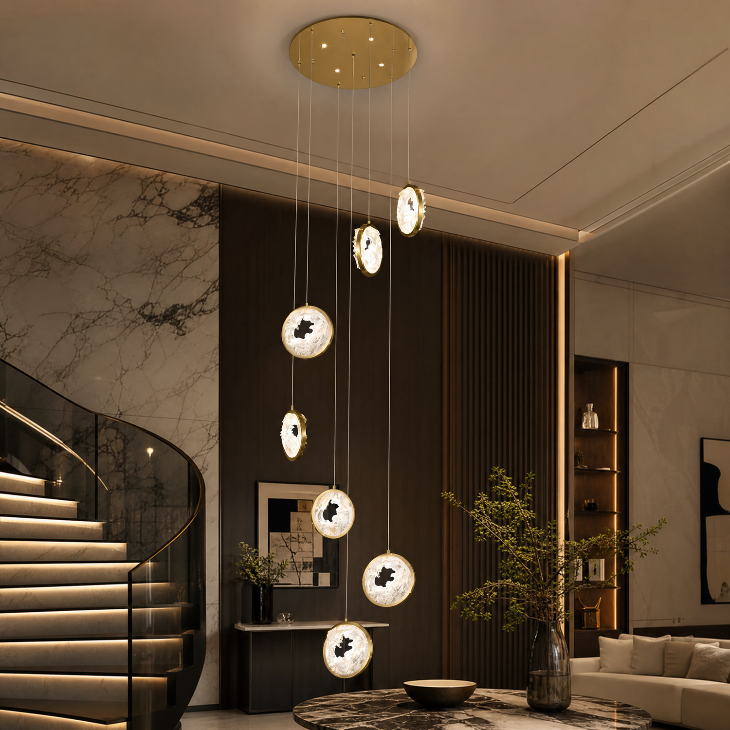 Fortune Cascade Modern Sculptural Pendant Light - scene