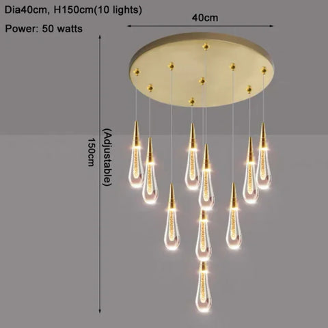 Franze Modern Water Drop Pendant Lighting Fixture For Dining Room 10 Lights Chandeliers