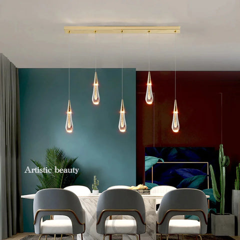 Franze Modern Water Drop Pendant Lighting Fixture For Dining Room Chandeliers