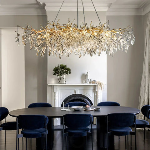 French Style Crystal Chandelier With Branches & Leaves Chandeliers