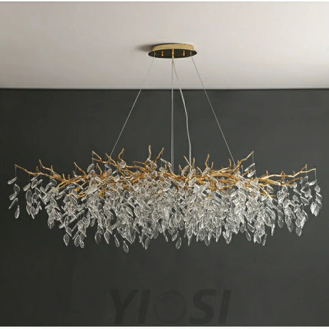 Affordable New French Style Branch Beautiful Crystal 2022 Popular Chandelier Crystal Leaves Ceiling Light Fixture