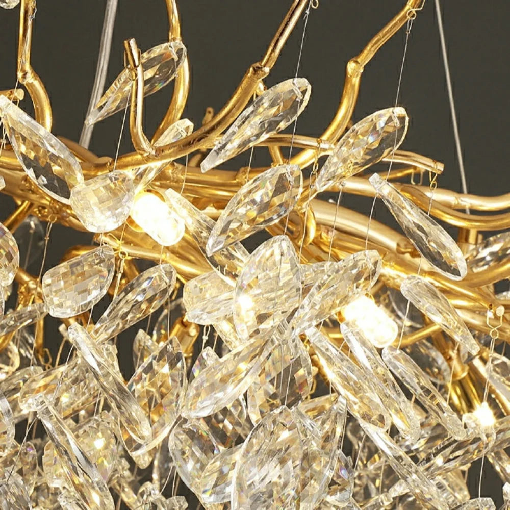 Affordable New French Style Branch Beautiful Crystal 2022 Popular Chandelier Crystal Leaves Ceiling Light Fixture For Living room Bedroom