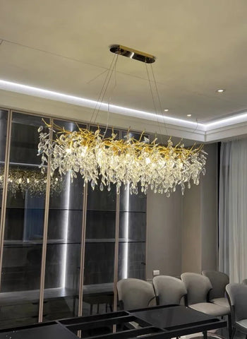 French Style Crystal Chandelier With Branches & Leaves Chandeliers