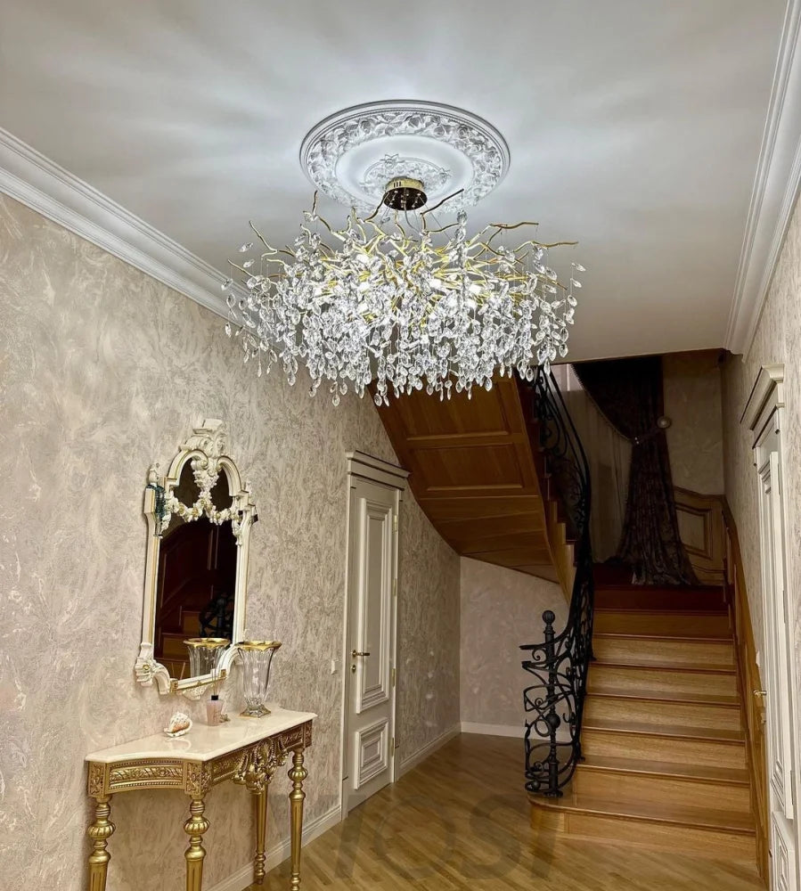 French Style Crystal Chandelier With Branches & Leaves Chandeliers