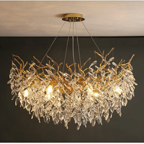 Affordable New French Style Branch Beautiful Crystal 2022 Popular Chandelier Crystal Leaves Ceiling Light Fixture For Living room Bedroom