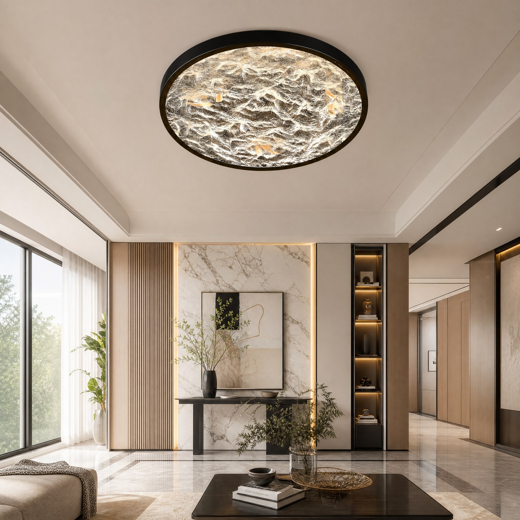 Frozen Crystal Modern Crystal Flush Mount Ceiling Light - scene