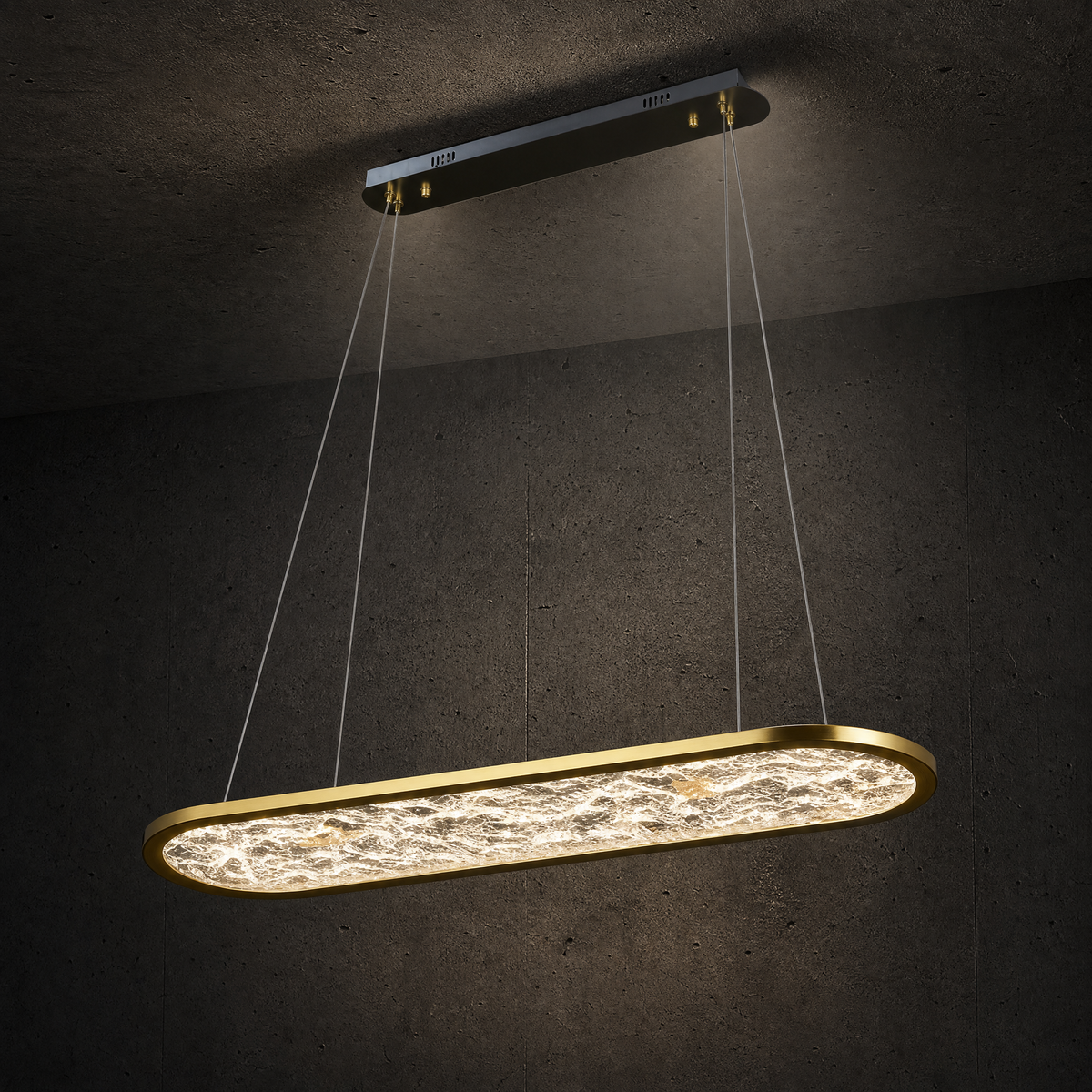 Frozen Crystal Modern Linear Dining Pendant Light - main