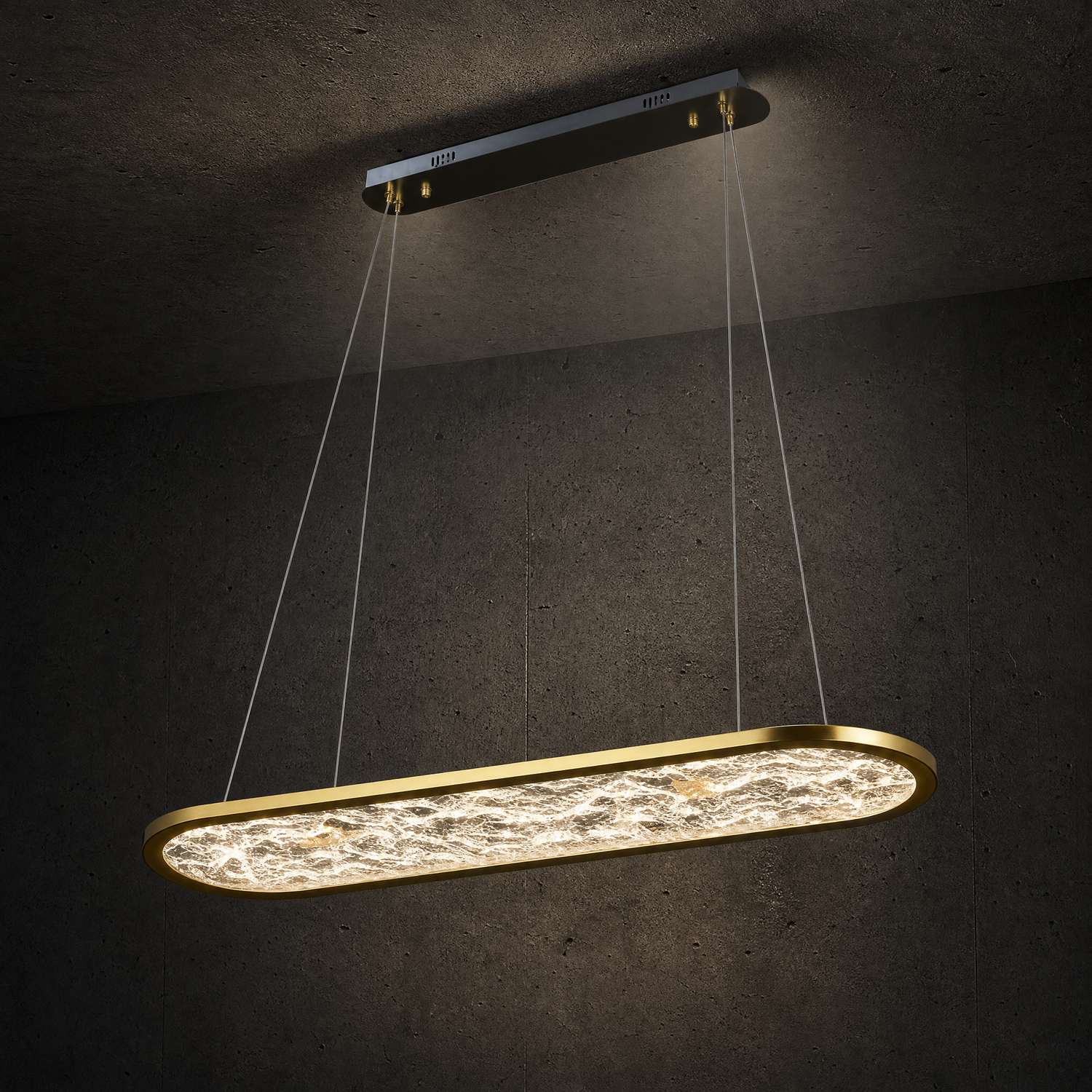 Frozen Crystal Modern Linear Dining Pendant Light - main