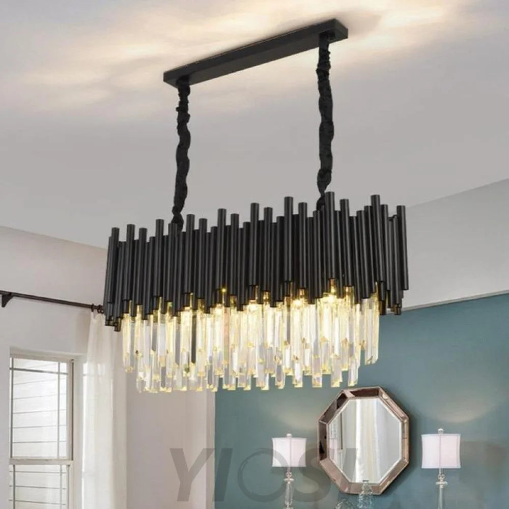 chandelier over kitchen island