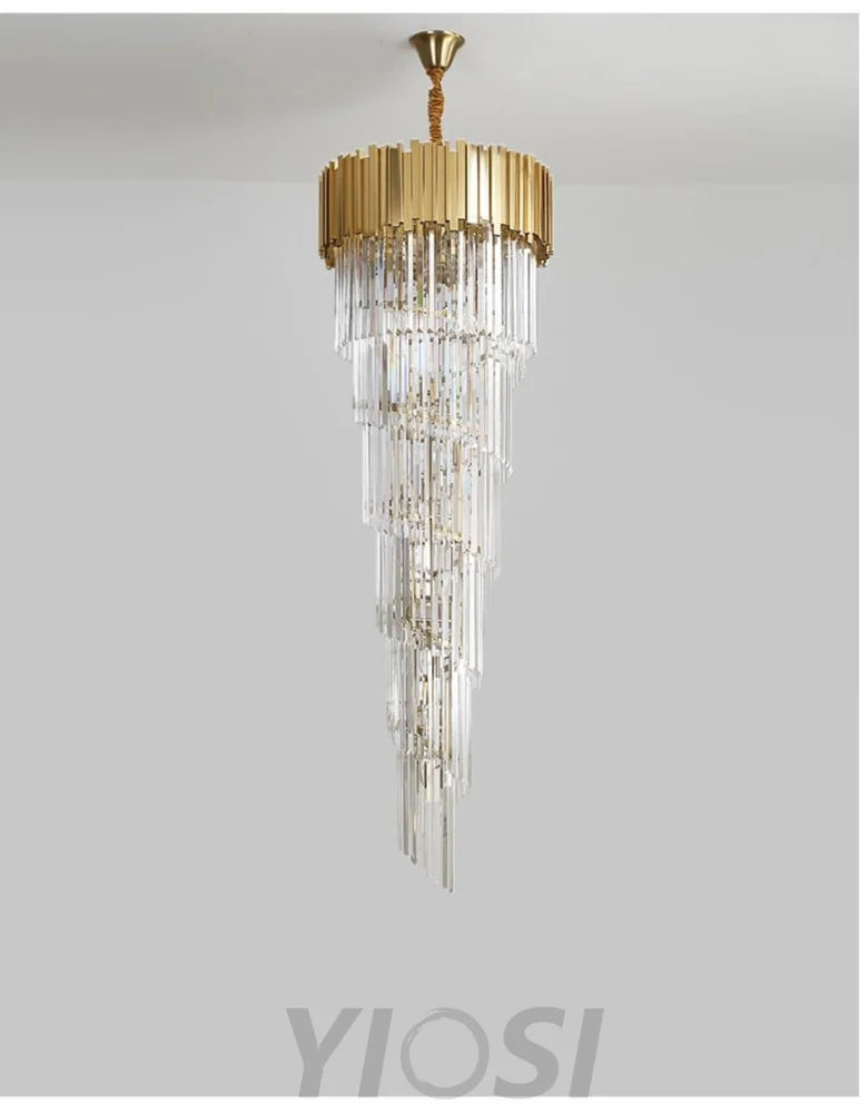 Fusion Golden Modern Large Crystal Chandelier