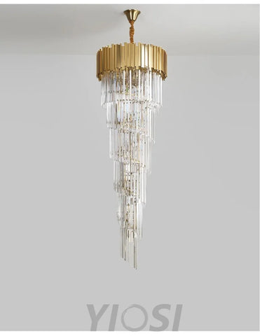 Fusion Golden Modern Large Crystal Chandelier