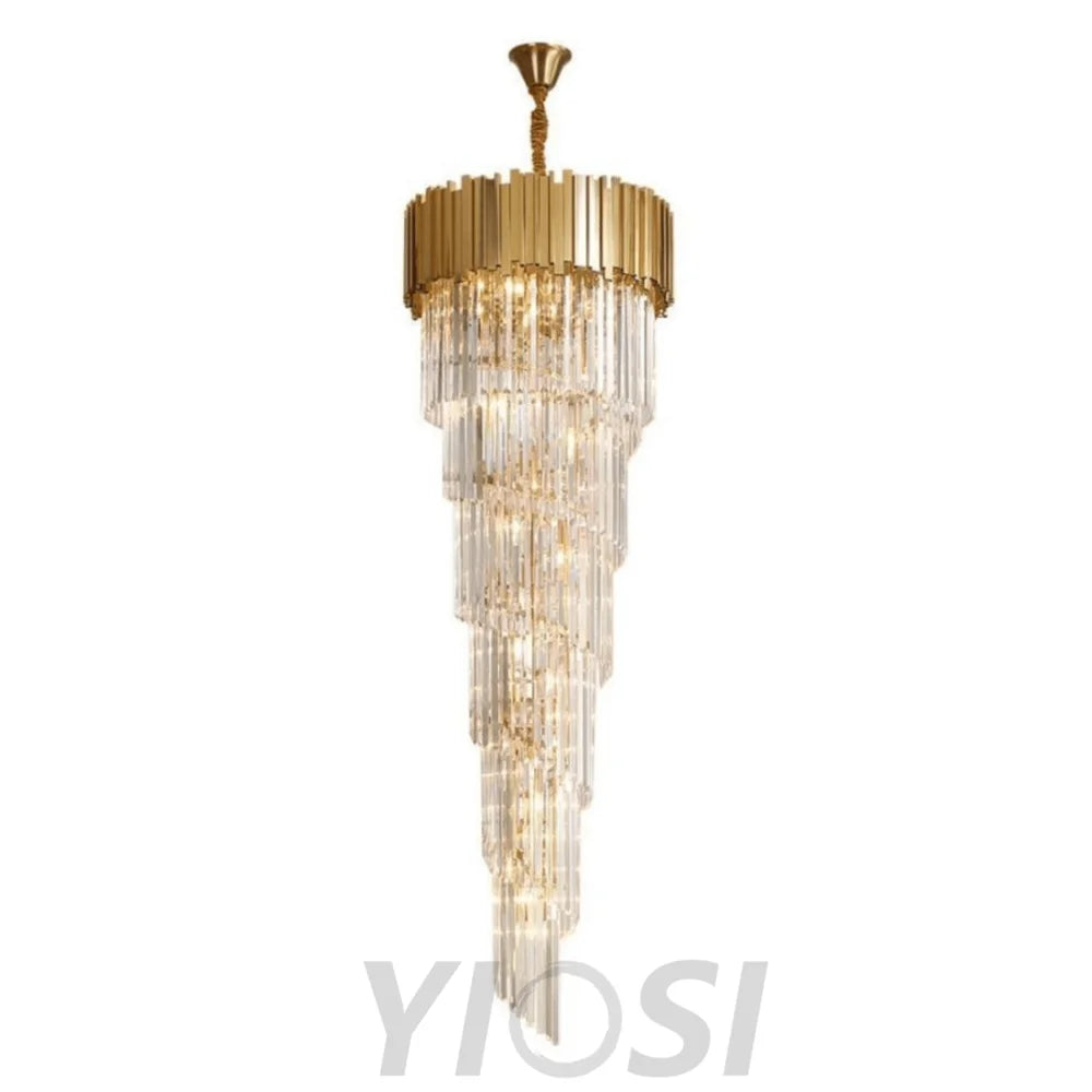 Fusion Golden Modern Large Crystal Chandelier