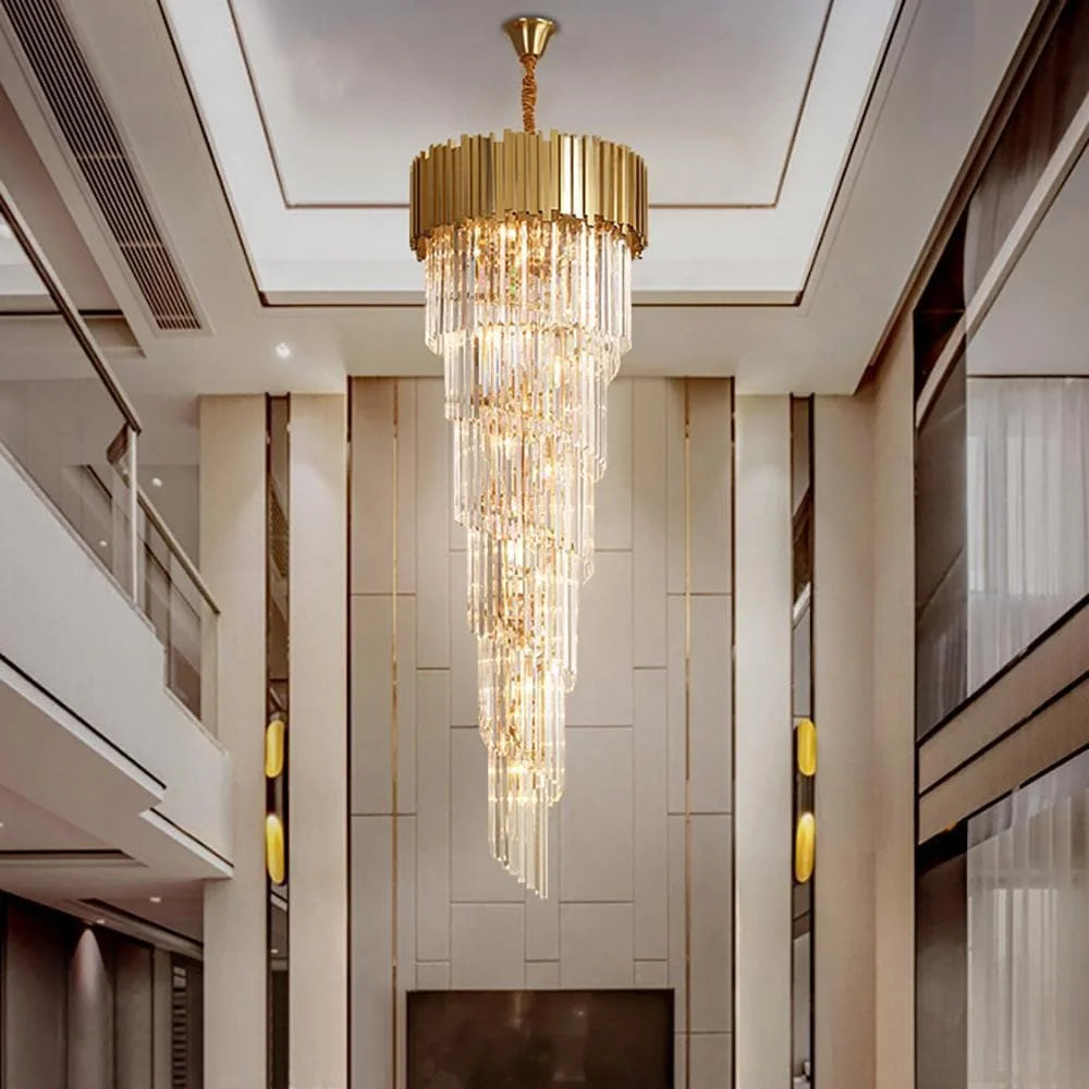 Fusion Golden Modern Large Crystal Chandelier D20’’ X H63’’