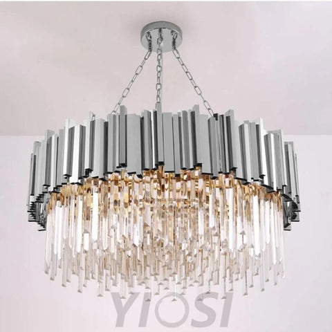 Fusion Modern Chrome Round Crystal Chandelier