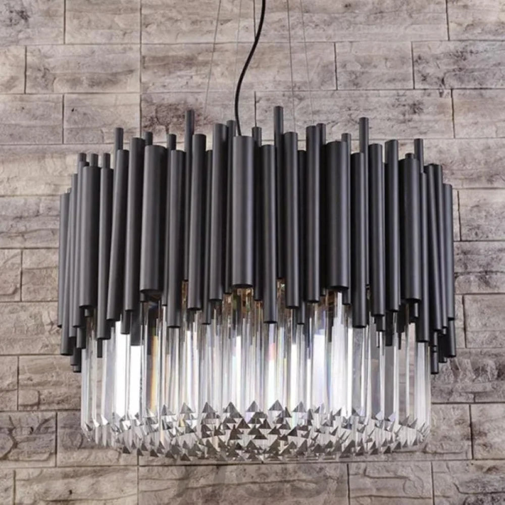 Fusion Modern Classic Black Crystal Round Chandelier 24’’/ 32’’/40’’