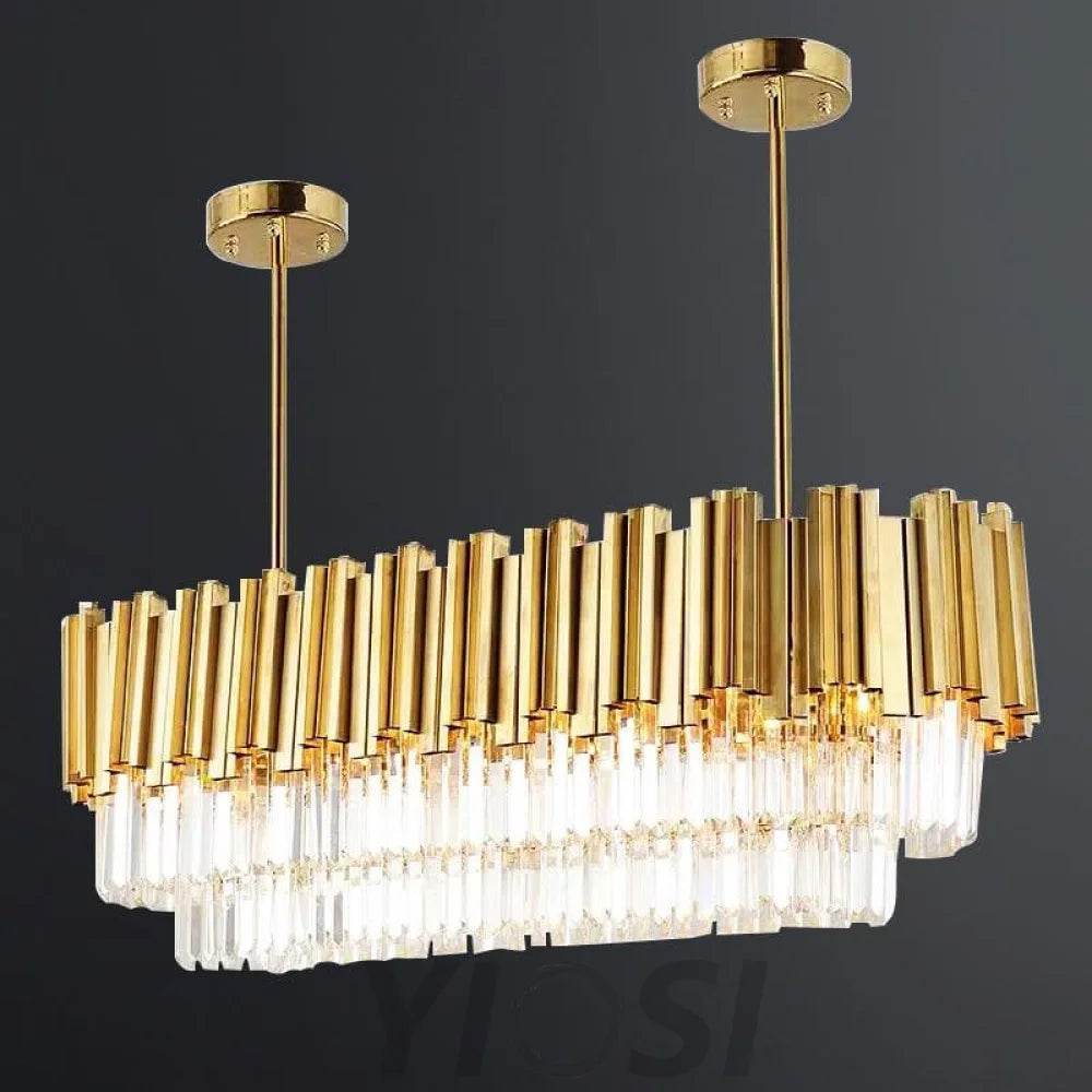 Fusion Modern Luxury Crystal Light Rod Chandelier