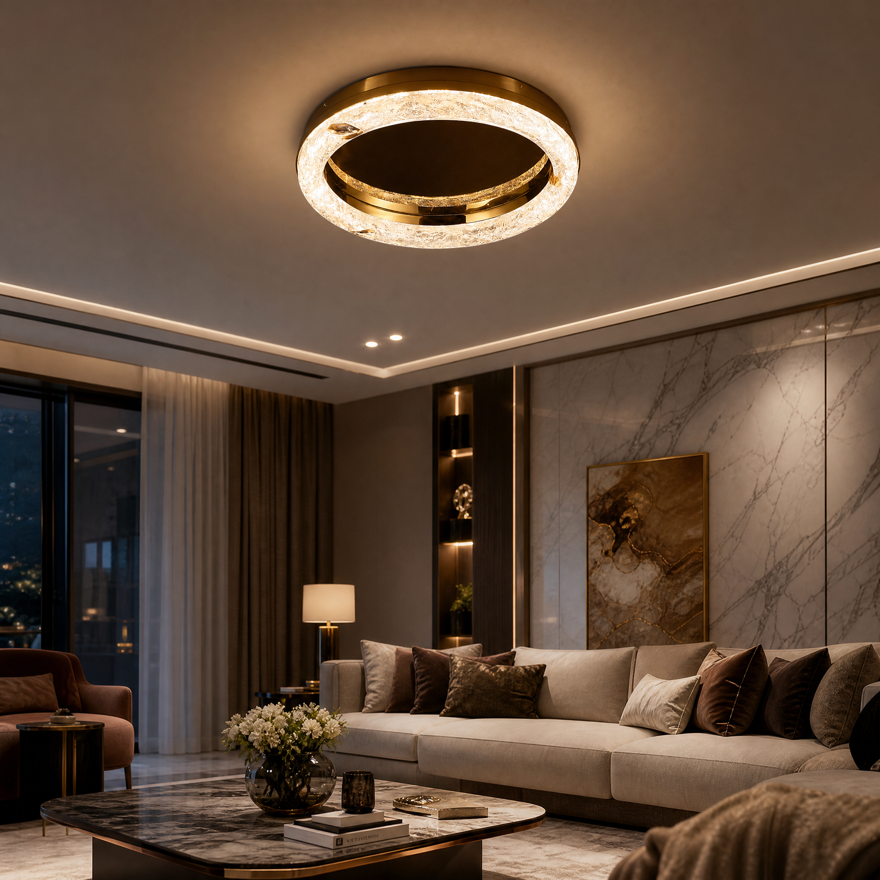 Galaxy Dream Modern Crystal Flush Mount Ceiling Light - scene
