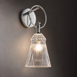Gallenza Chrome Fluted Glass 1-Light Wall Sconce 4.7" on a dark olive wall