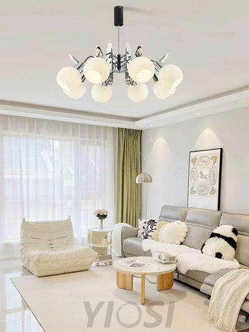 Geometrical Chrome Chandelier - Bend-1-Yiosilamp