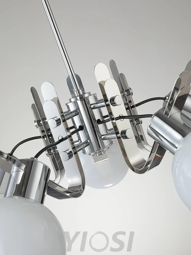 Geometrical Chrome Chandelier - Bend-1-Yiosilamp