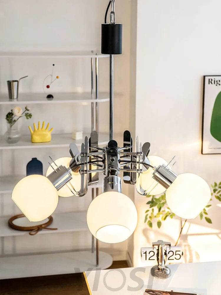 Geometrical Chrome Chandelier - Bend-1-Yiosilamp