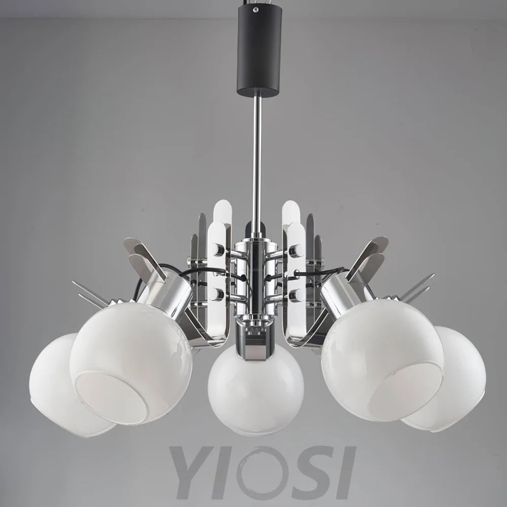 Geometrical Chrome Chandelier - Bend-1-Yiosilamp
