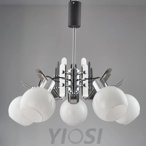 Geometrical Chrome Chandelier - Bend-1-Yiosilamp