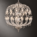 Ghirlane Clear Tiered Glass 48-Light Chandelier 78.7" on a dark olive wall