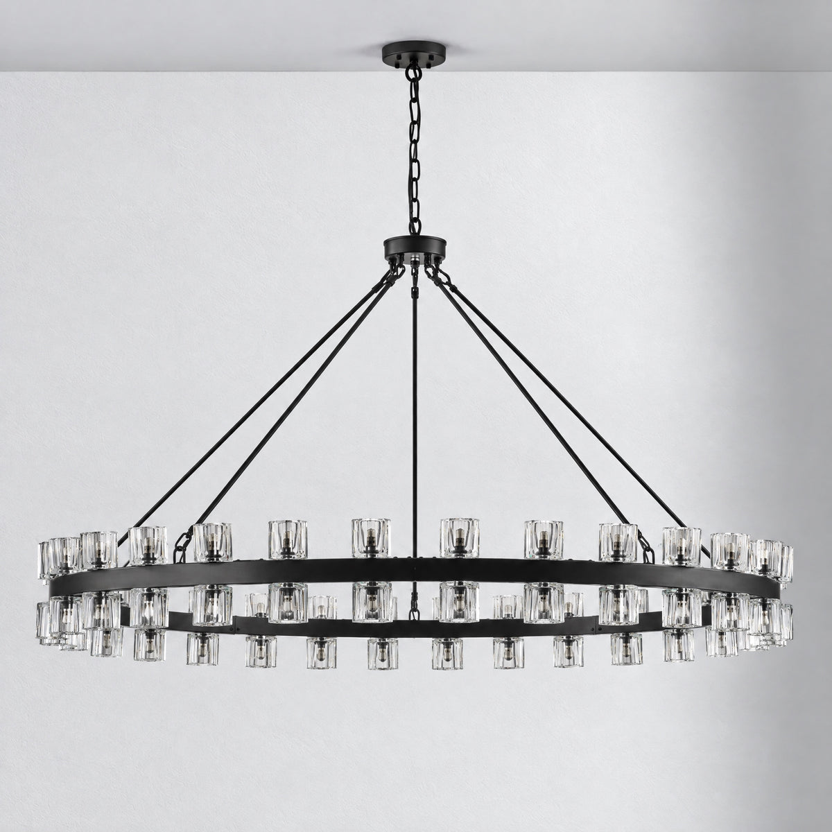 60" 60-Light Crystal Ring Chandelier - Black – lights off