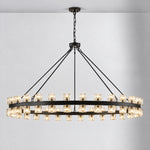 60" 60-Light Crystal Ring Chandelier - Black – lights on