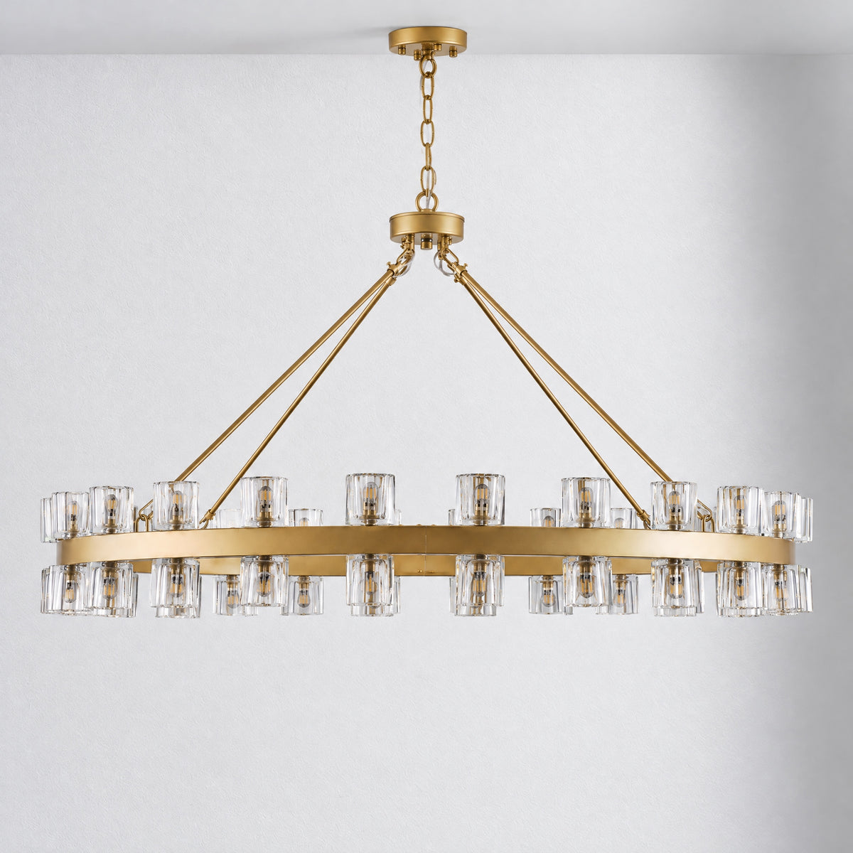 48" 48-Light Crystal Ring Chandelier - Gold – lights off