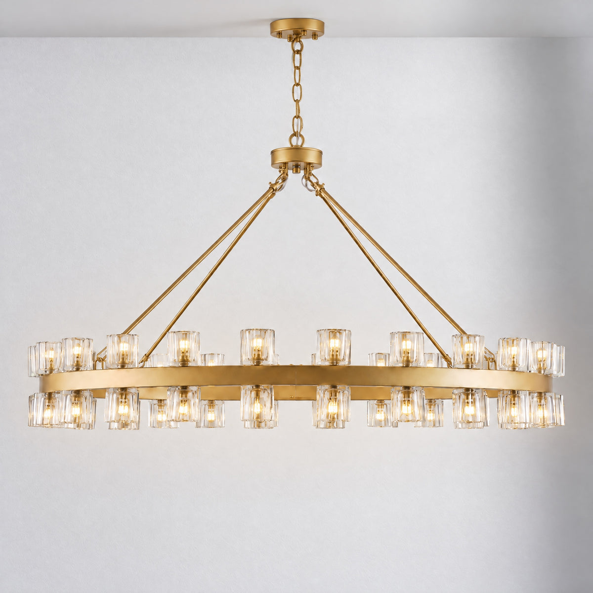 48" 48-Light Crystal Ring Chandelier - Gold – lights on