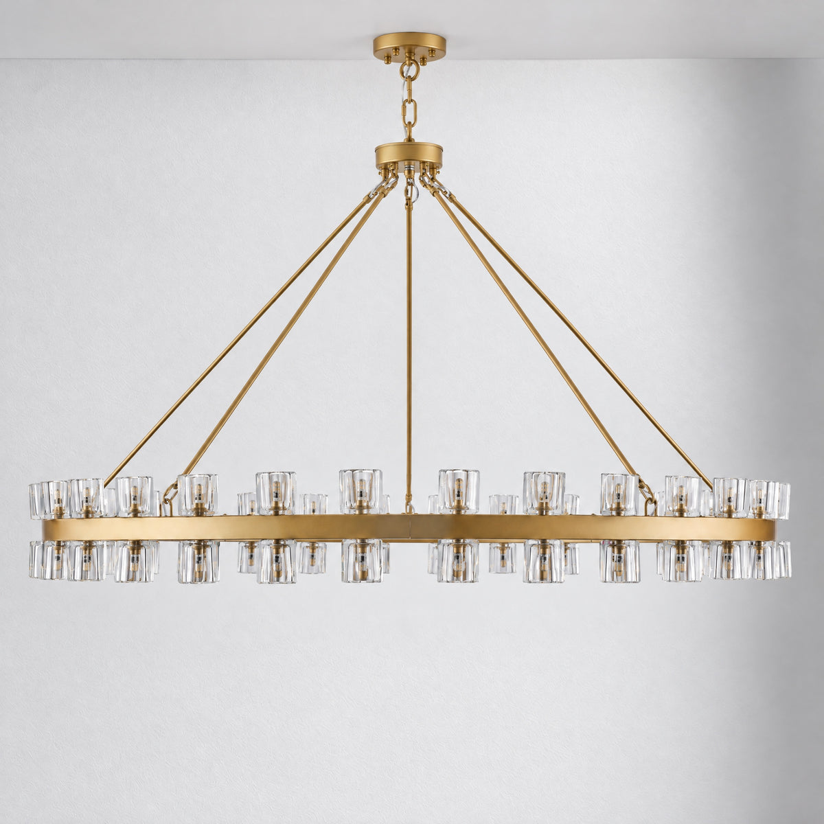 60" 60-Light Crystal Ring Chandelier - Gold – lights off
