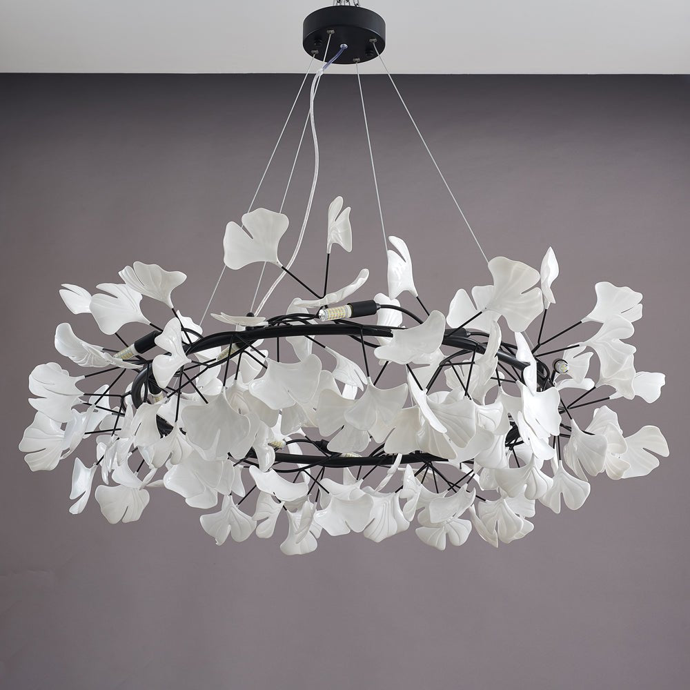 Gingko Chandelier O Luxury Ceramic Leaf Ceiling Light