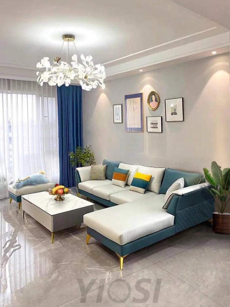Gingko Chandelier Style P - Gingko, Gingko Chandelier, Gold & White-1-Yiosilamp