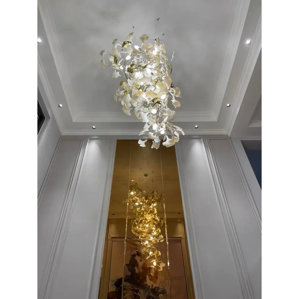 Gingko Leaves Twig Chandelier Porcelain Branch Pendant Light Chandeliers